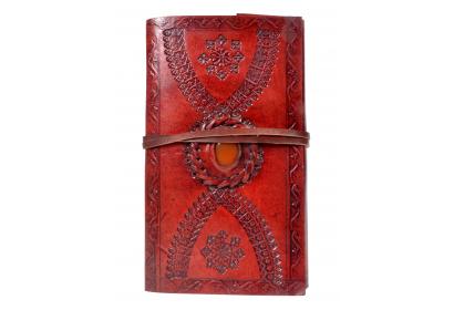 New Handmade Embossed Leather Journal Single Stone Stylish Design Diary & Sketchbook 